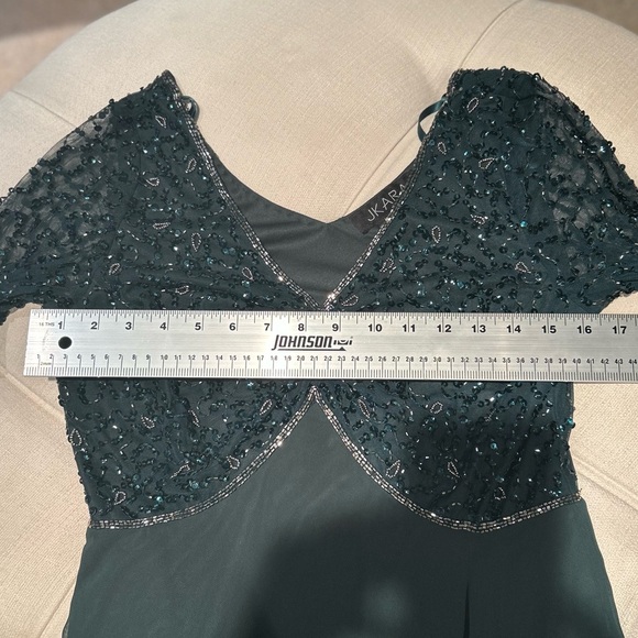 NWT J Kara Women's 3/4 Sleeve V-Neck Beaded Top Long Pull On Gown 10P Petite - Picture 14 of 16